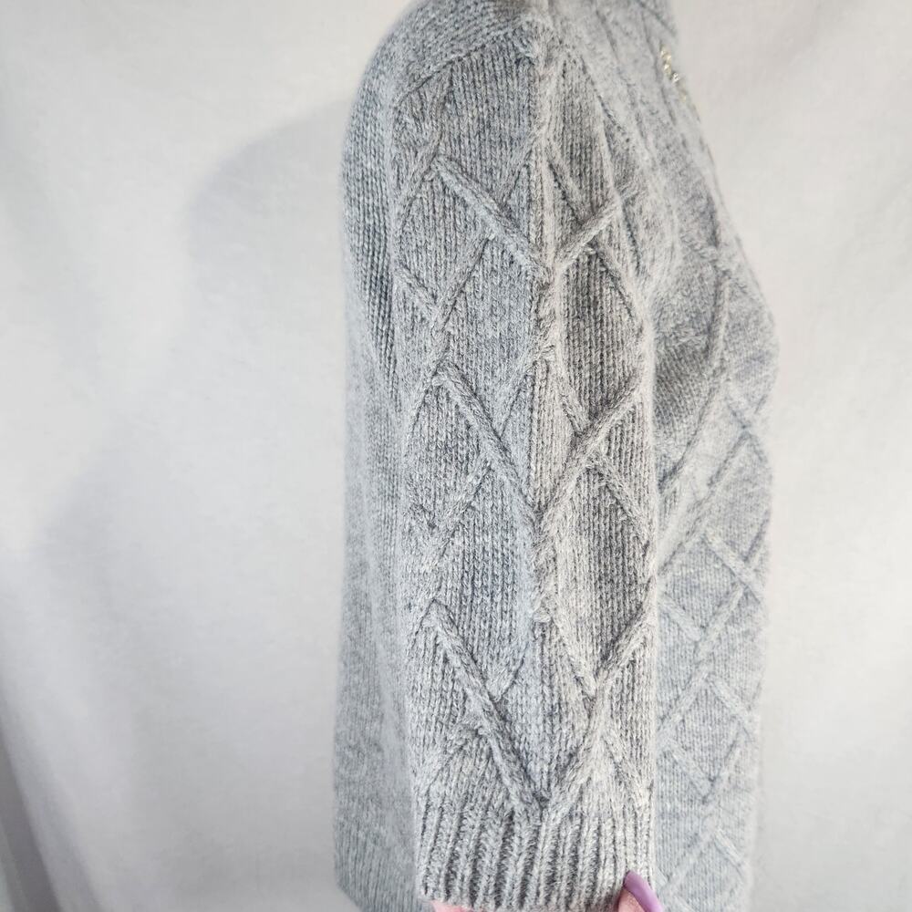 The Limited Small Wool Blend Gray Short Sleeve Sweater Trellis Design With Bling - Picture 5 of 11